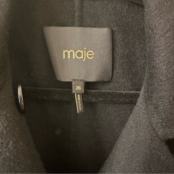 Maje Geola Long Double-Faced Wool Belted Long Coat size S - Picture 9 of 13